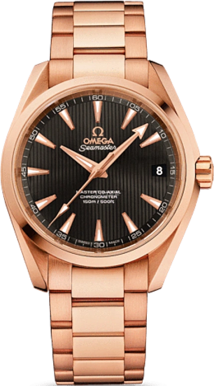 Omega,Aqua Terra 38.50mm,38.50mm,Red Gold,Grey,Automatic,Date,Co-Axial Escapement,231,231.50.39.21.06.003