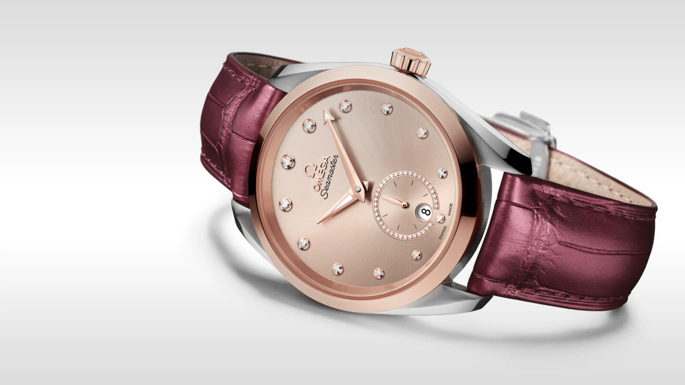 Omega,Aqua Terra 38mm,38mm,Sedna Gold,Stainless Steel,Beige,Automatic,Date,Co-Axial Escapement,220,220.23.38.20.59.001