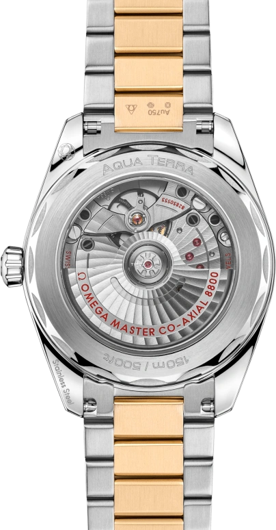 Omega,Aqua Terra 38mm,38mm,Moonshine Gold,Stainless Steel,Silver,Grey,Automatic,Day,Anti-magnetic,220,220.20.38.20.02.002