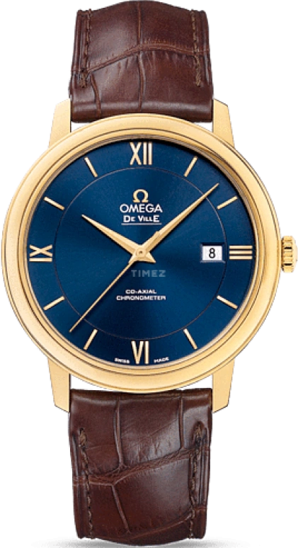 Omega,De Ville 39.50mm,39.50mm,Yellow Gold,Blue,Automatic,Date,Co-Axial Escapement,424,424.53.40.20.03.001