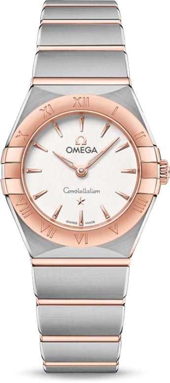 Omega,Constellation 25mm,25mm,Sedna Gold,Stainless Steel,Silver,Quartz,Day,Zodiac Indications,131,131.20.25.60.02.001