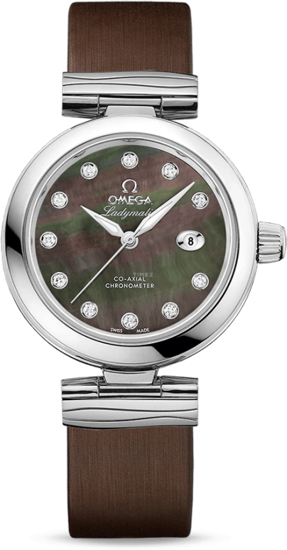 Omega,LadyMatic 34mm,34mm,Stainless Steel,Brown,Automatic,Date,Zodiac Indications,Co-Axial Escapement,425,425.32.34.20.57.004