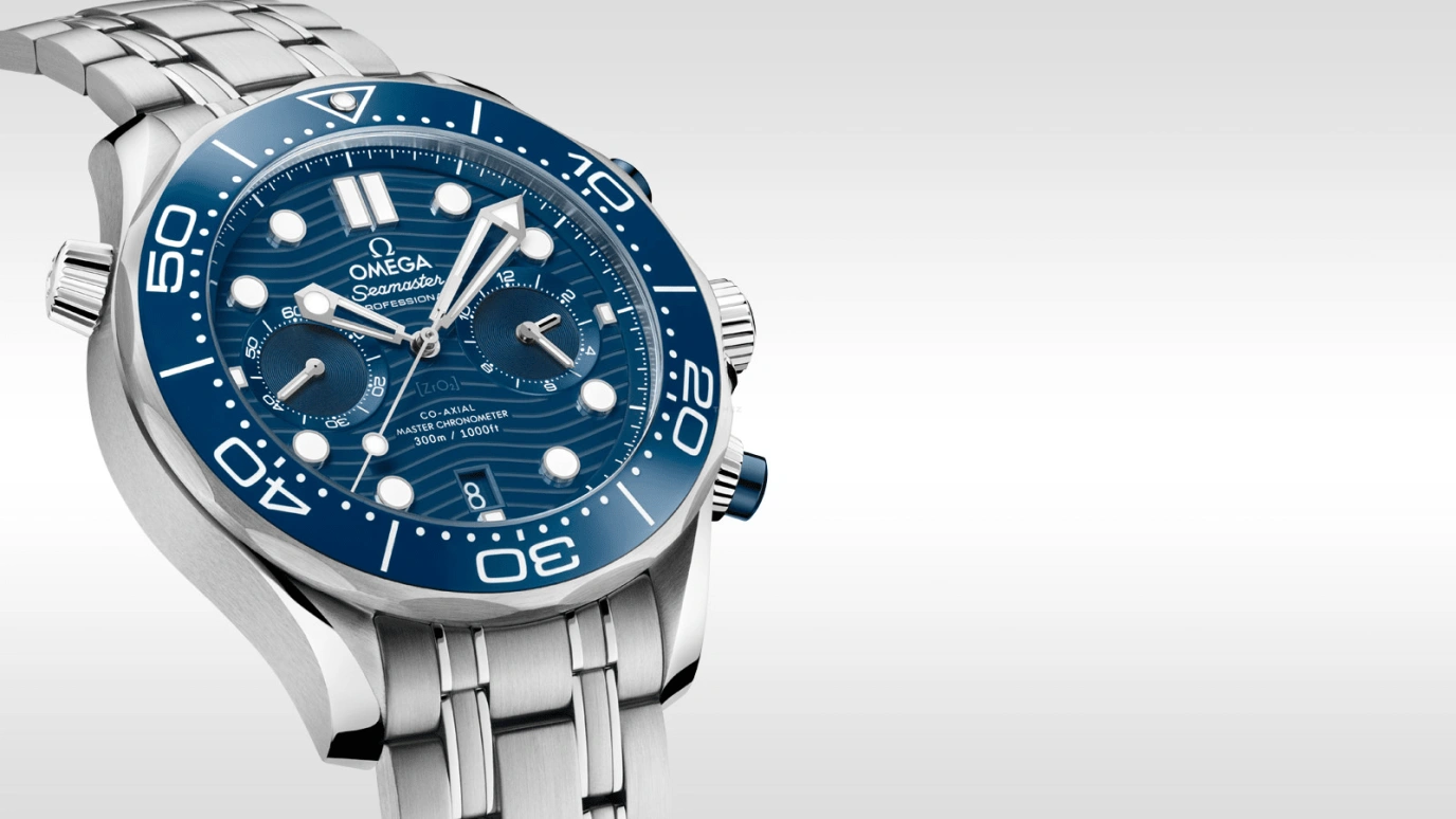 Omega,Seamaster Diver 300M 44mm,44mm,Stainless Steel,Blue,Automatic,Chronograph,Date,Co-Axial Escapement,Column Wheel,60hours,In-house Caliber,210,210.30.44.51.03.001