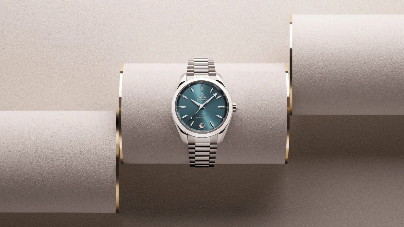 Omega,Aqua Terra 34mm,34mm,Stainless Steel,Green,Automatic,Date,Co-Axial Escapement,220,220.10.34.20.10.001