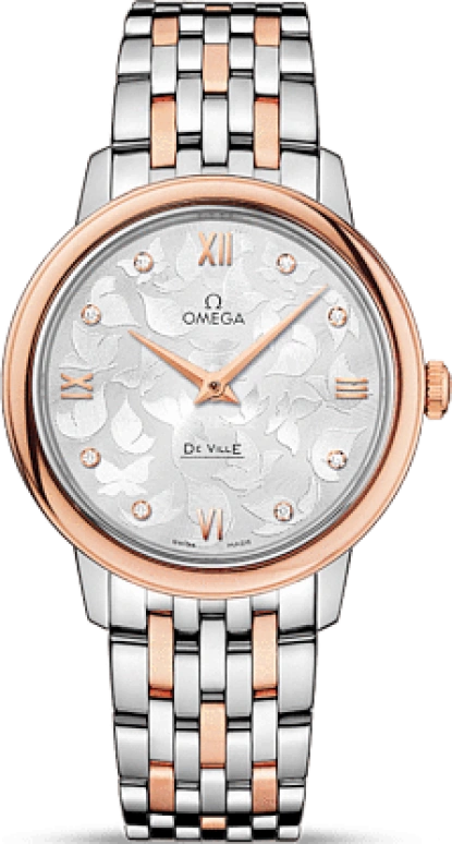 Omega,De Ville 32.70mm,32.70mm,Red Gold,Stainless Steel,Silver,Quartz,Day,Zodiac Indications,424,424.20.33.60.52.001