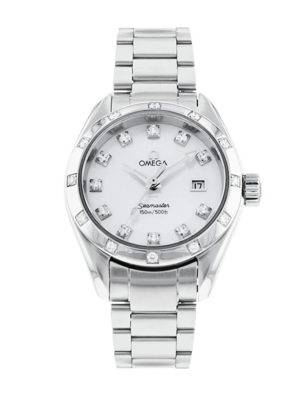 Omega,Seamaster 30mm,30mm,Stainless Steel,White,Quartz,Day,Sapphire,Crystal Glass,2575,2575.75.00