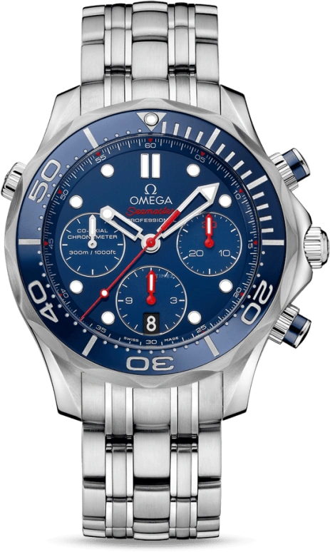 Omega,Seamaster Diver 300M 41.50mm,41.50mm,Stainless Steel,Blue,Automatic,Chronograph,Date,Co-Axial Escapement,Column Wheel,52hours,In-house Caliber,212,212.30.42.50.03.001