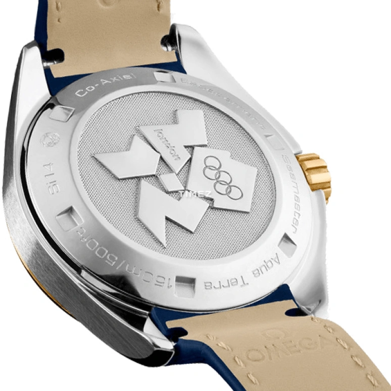 Omega,Aqua Terra 34mm,34mm,Yellow Gold,Stainless Steel,Blue,Automatic,Day,50hours,522,522.23.34.20.03.001