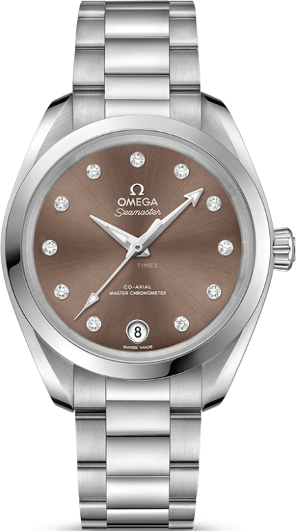 Omega,Aqua Terra 34mm,34mm,Stainless Steel,Brown,Automatic,Date,Co-Axial Escapement,220,220.10.34.20.63.001