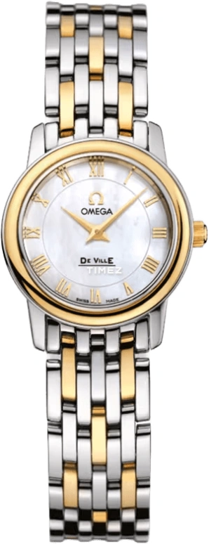 Omega,De Ville 22mm,22mm,Yellow Gold,Stainless Steel,White,Quartz,30000hours,In-house Caliber,4370,4370.71.00