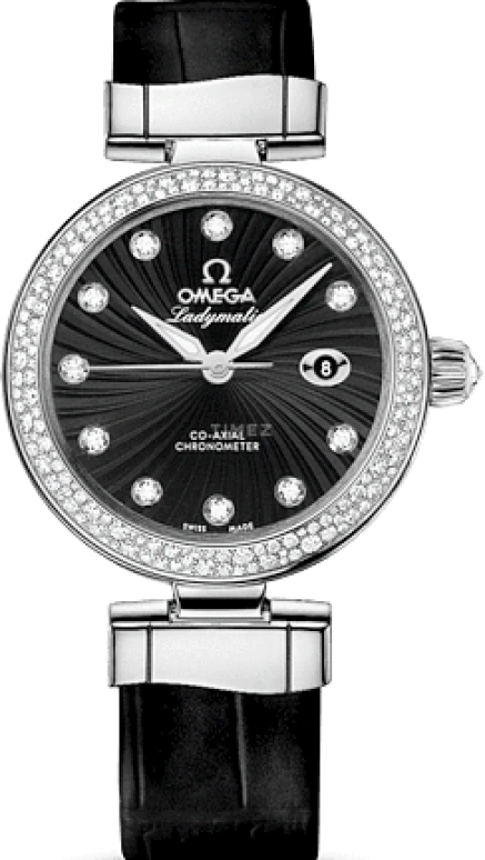 Omega,LadyMatic 34mm,34mm,Stainless Steel,Black,Automatic,Date,Zodiac Indications,Co-Axial Escapement,425,425.38.34.20.51.001
