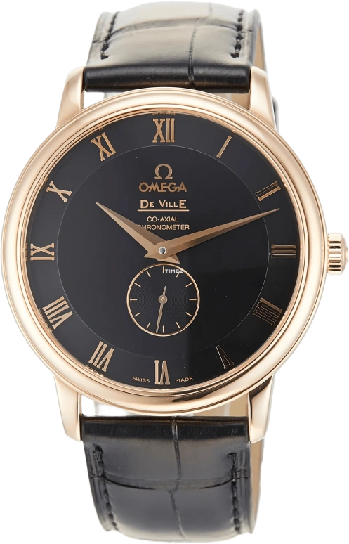 Omega,De Ville 39mm,39mm,Red Gold,Black,Automatic,48hours,In-house Caliber,4614,4614.50.01
