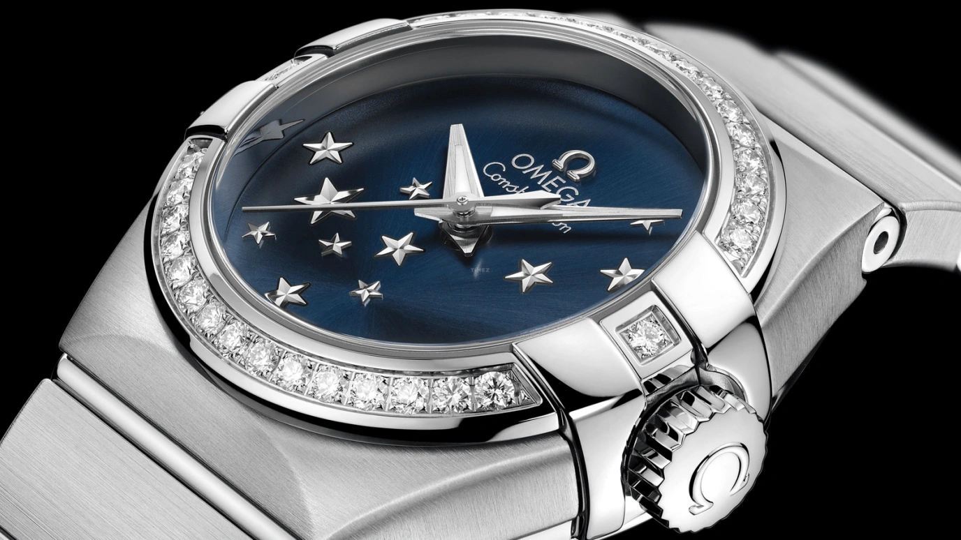 Omega,Constellation 27mm,27mm,Stainless Steel,Blue,Automatic,Date,Zodiac Indications,Co-Axial Escapement,123,123.15.27.20.03.001