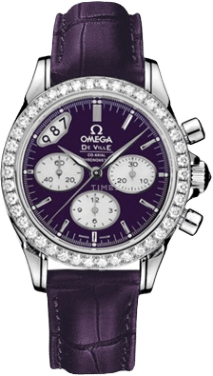 Omega,De Ville 35mm,35mm,Stainless Steel,Purple,Automatic,Chronograph,Day,422,422.18.35.50.10.001