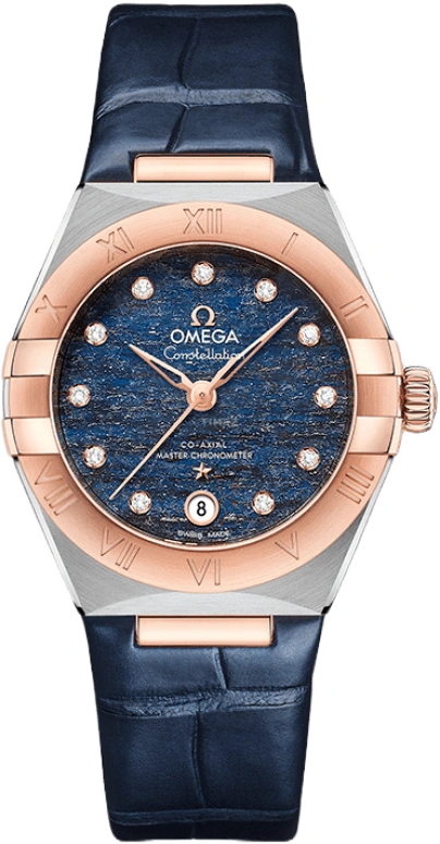 Omega,Constellation 29mm,29mm,Sedna Gold,Stainless Steel,Blue,Automatic,Date,Co-Axial Escapement,131,131.23.29.20.99.003