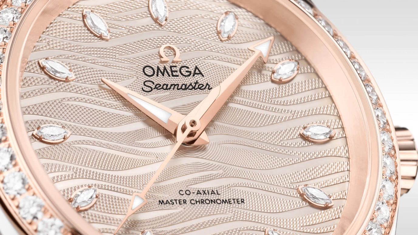 Omega,Aqua Terra 34mm,34mm,Sedna Gold,Stainless Steel,Grey,Automatic,Date,Co-Axial Escapement,220,220.28.34.20.59.001