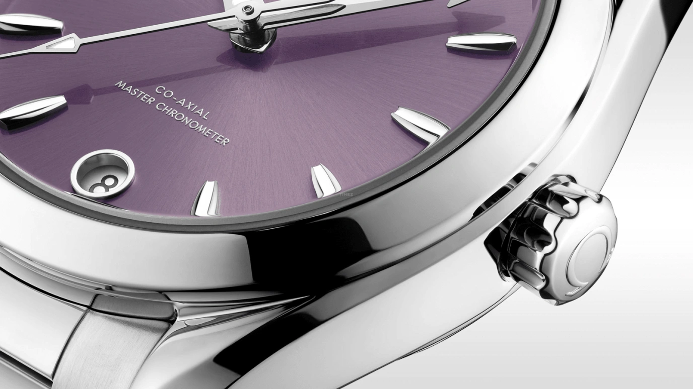 Omega,Aqua Terra 34mm,34mm,Stainless Steel,Purple,Automatic,Date,Co-Axial Escapement,220,220.10.34.20.10.002
