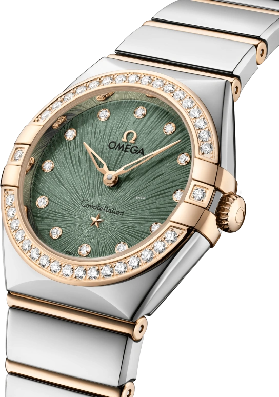 Omega,Constellation 28mm,28mm,Stainless Steel,Green,Quartz,In-house Caliber,Sapphire,Crystal Glass,131,131.25.28.60.60.001