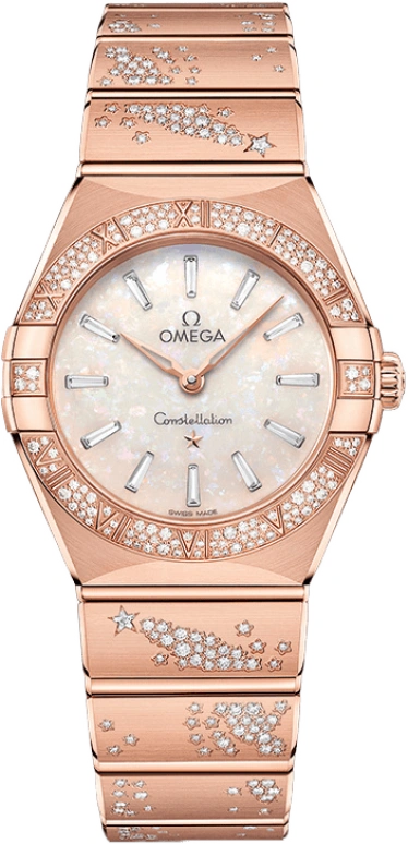 Omega,Constellation 28mm,28mm,Sedna Gold,White,Quartz,In-house Caliber,Sapphire,Crystal Glass,131,131.55.28.60.99.001
