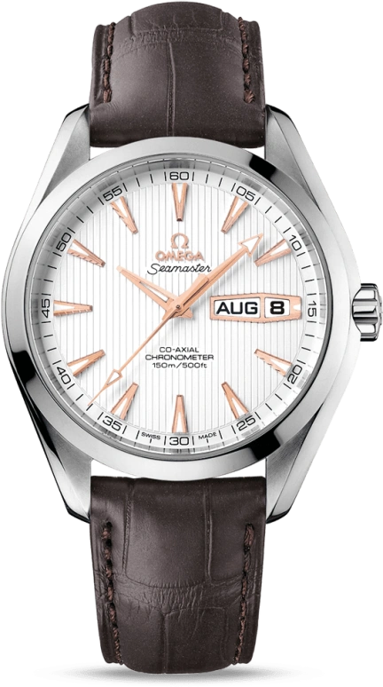 Omega,Aqua Terra 43mm,43mm,Stainless Steel,Silver,Automatic,Annual Calendar,Month,Date,Co-Axial Escapement,60hours,In-house Caliber,231,231.13.43.22.02.002