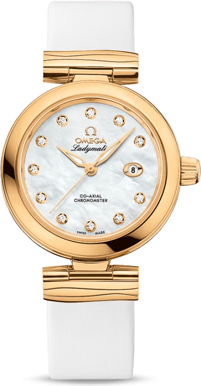 Omega,LadyMatic 34mm,34mm,Yellow Gold,White,Automatic,Date,Co-Axial Escapement,425,425.62.34.20.55.003