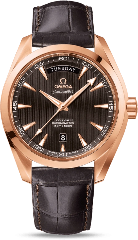 Omega,Aqua Terra 41.50mm,41.50mm,Red Gold,Grey,Automatic,Date,Day,Co-Axial Escapement,231,231.53.42.22.06.001