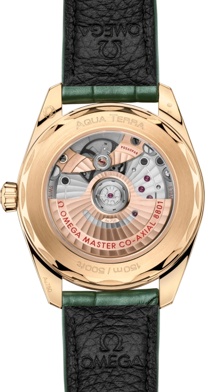 Omega,Aqua Terra 38mm,38mm,Moonshine Gold,Green,Automatic,Day,Anti-magnetic,220,220.53.38.20.10.001