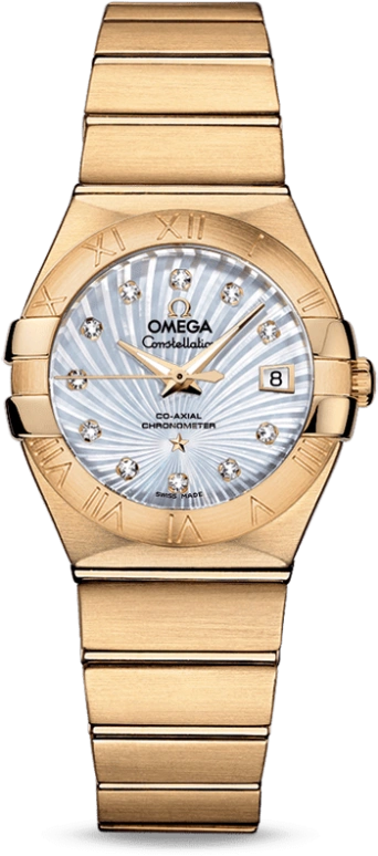 Omega,Constellation 27mm,27mm,Yellow Gold,White,Automatic,Date,Co-Axial Escapement,123,123.50.27.20.55.002