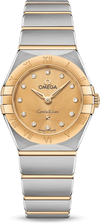 Omega,Constellation 25mm,25mm,Yellow Gold,Stainless Steel,Champagne,Quartz,In-house Caliber,Sapphire,131,131.20.25.60.58.001