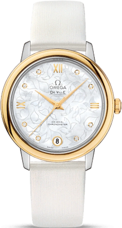 Omega,De Ville 32.70mm,32.70mm,Yellow Gold,Stainless Steel,White,Automatic,Date,Co-Axial Escapement,424,424.22.33.20.55.002