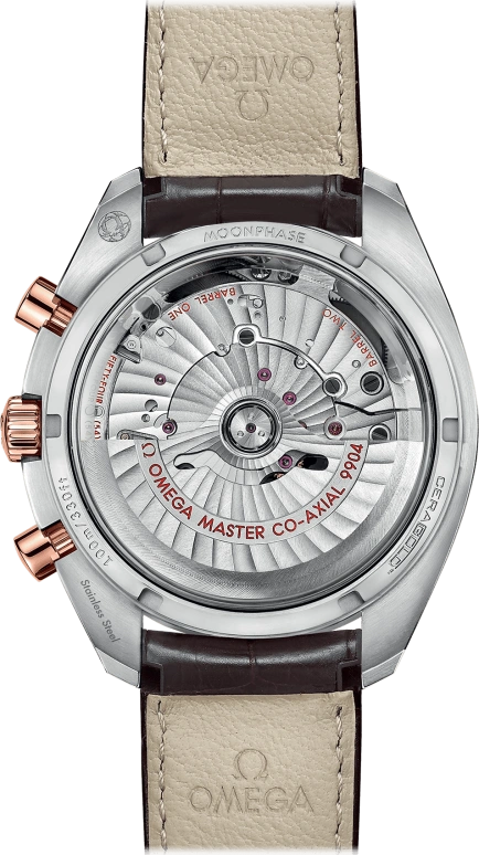 Omega,Speedmaster (Non-Moonwatch) 44.25mm,44.25mm,Ceramic,Sedna Gold,Stainless Steel,Brown,Automatic,Chronograph,Moonphase,Date,Co-Axial Escapement,60hours,In-house Caliber,304,304.23.44.52.13.001