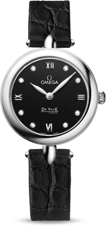 Omega,De Ville 27.40mm,27.40mm,Stainless Steel,Black,Quartz,Day,Zodiac Indications,424,424.13.27.60.51.001