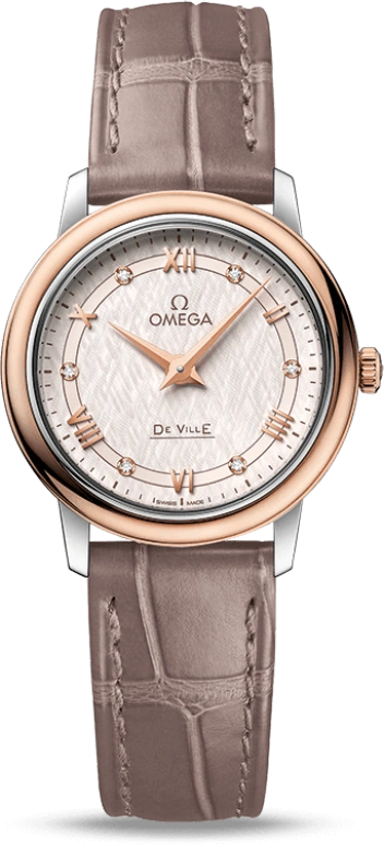 Omega,De Ville 27.40mm,27.40mm,Red Gold,Stainless Steel,Silver,Quartz,30000hours,In-house Caliber,424,424.23.27.60.52.001