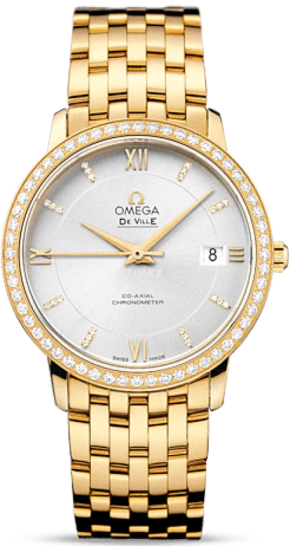Omega,De Ville 36.80mm,36.80mm,Yellow Gold,Silver,Automatic,Date,Co-Axial Escapement,424,424.55.37.20.52.002