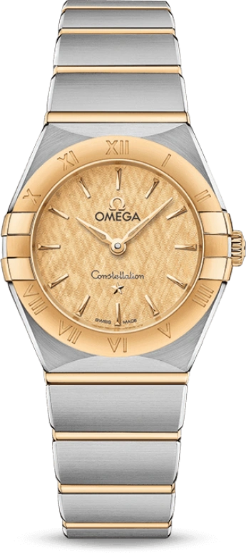Omega,Constellation 25mm,25mm,Yellow Gold,Stainless Steel,Champagne,Quartz,Day,Zodiac Indications,131,131.20.25.60.08.001