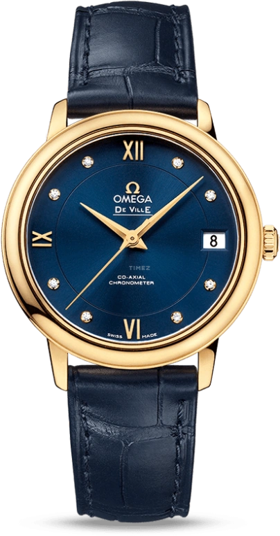 Omega,De Ville 32.70mm,32.70mm,Yellow Gold,Blue,Automatic,Date,Co-Axial Escapement,424,424.53.33.20.53.002