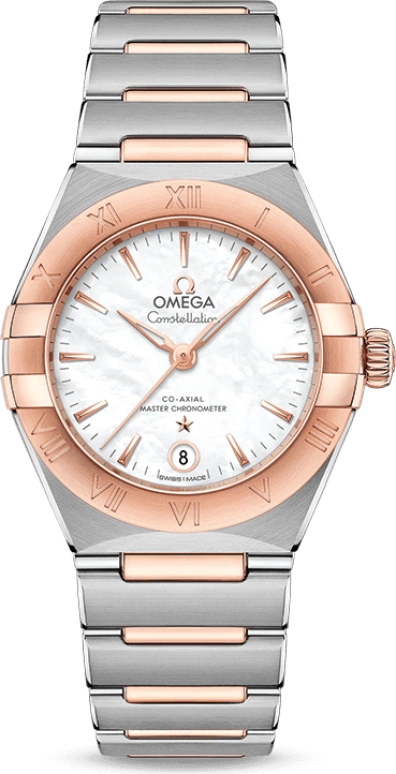 Omega,Constellation 29mm,29mm,Sedna Gold,Stainless Steel,White,Automatic,Date,Co-Axial Escapement,131,131.20.29.20.05.001