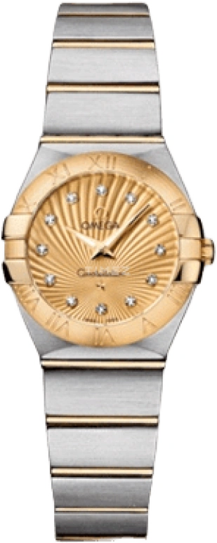 Omega,Constellation 24mm,24mm,Yellow Gold,Stainless Steel,Champagne,Quartz,30000hours,In-house Caliber,123,123.20.24.60.58.001