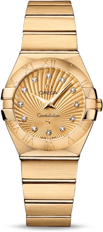 Omega,Constellation 27mm,27mm,Yellow Gold,Champagne,Quartz,30000hours,In-house Caliber,123,123.50.27.60.58.001