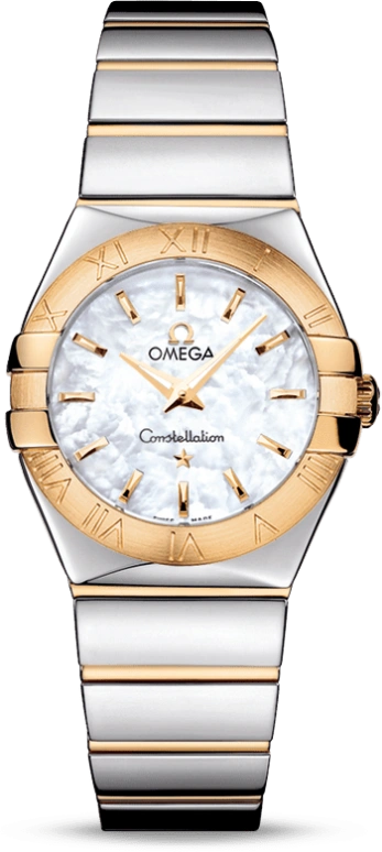 Omega,Constellation 27mm,27mm,Yellow Gold,Stainless Steel,White,Quartz,30000hours,In-house Caliber,123,123.20.27.60.05.004