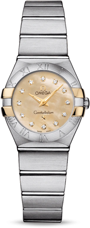 Omega,Constellation 24mm,24mm,Yellow Gold,Stainless Steel,Champagne,Yellow,Quartz,30000hours,In-house Caliber,123,123.20.24.60.57.002