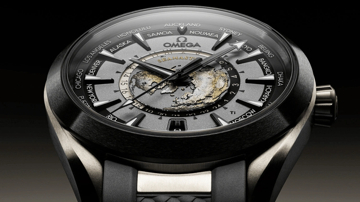 Omega,Aqua Terra 43mm,43mm,Titanium Gold,Grey,Automatic,Day,Dule Time,World Time,Day / Night Indication,60hours,In-house Caliber,220,220.92.43.22.99.001