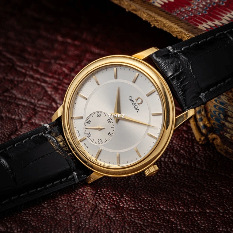 Omega,De Ville 34mm,34mm,Yellow Gold,Silver,White,Handwound,In-house Caliber,Sapphire,125,125.0050