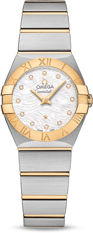 Omega,Constellation 24mm,24mm,Yellow Gold,Stainless Steel,White,Quartz,30000hours,In-house Caliber,123,123.20.24.60.55.008