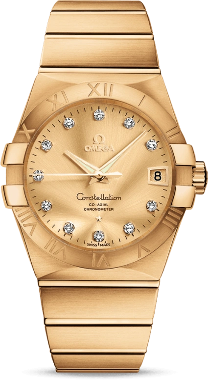Omega,Constellation 38mm,38mm,Yellow Gold,Champagne,Automatic,Date,Co-Axial Escapement,123,123.50.38.21.58.001