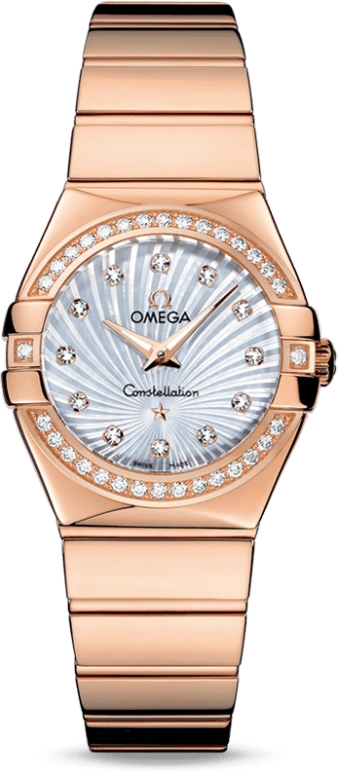 Omega,Constellation 27mm,27mm,Red Gold,White,Quartz,30000hours,In-house Caliber,123,123.55.27.60.55.005
