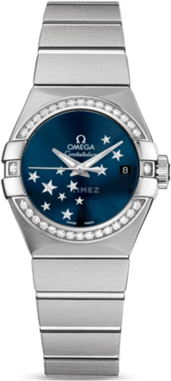 Omega,Constellation 27mm,27mm,Stainless Steel,Blue,Automatic,Date,Zodiac Indications,Co-Axial Escapement,123,123.15.27.20.03.001