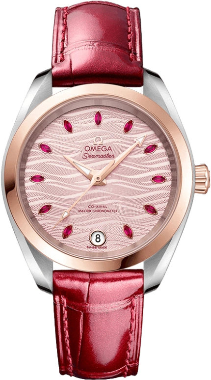 Omega,Aqua Terra 34mm,34mm,Sedna Gold,Stainless Steel,Pink,Automatic,Date,Co-Axial Escapement,220,220.23.34.20.60.001