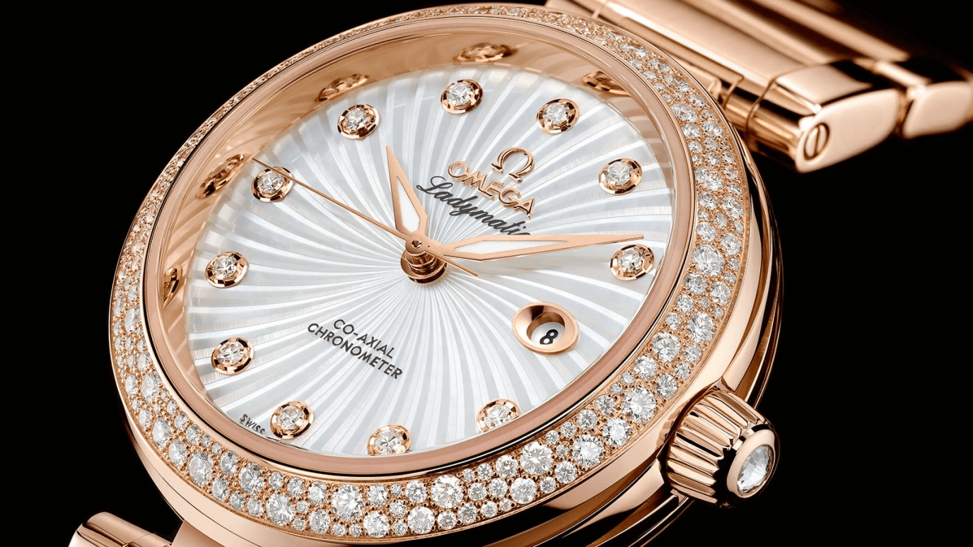Omega,LadyMatic 34mm,34mm,Red Gold,Black,Automatic,Date,Co-Axial Escapement,425,425.65.34.20.55.001