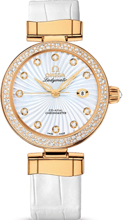 Omega,LadyMatic 34mm,34mm,Yellow Gold,Silver White,Automatic,Date,Co-Axial Escapement,425,425.68.34.20.55.002